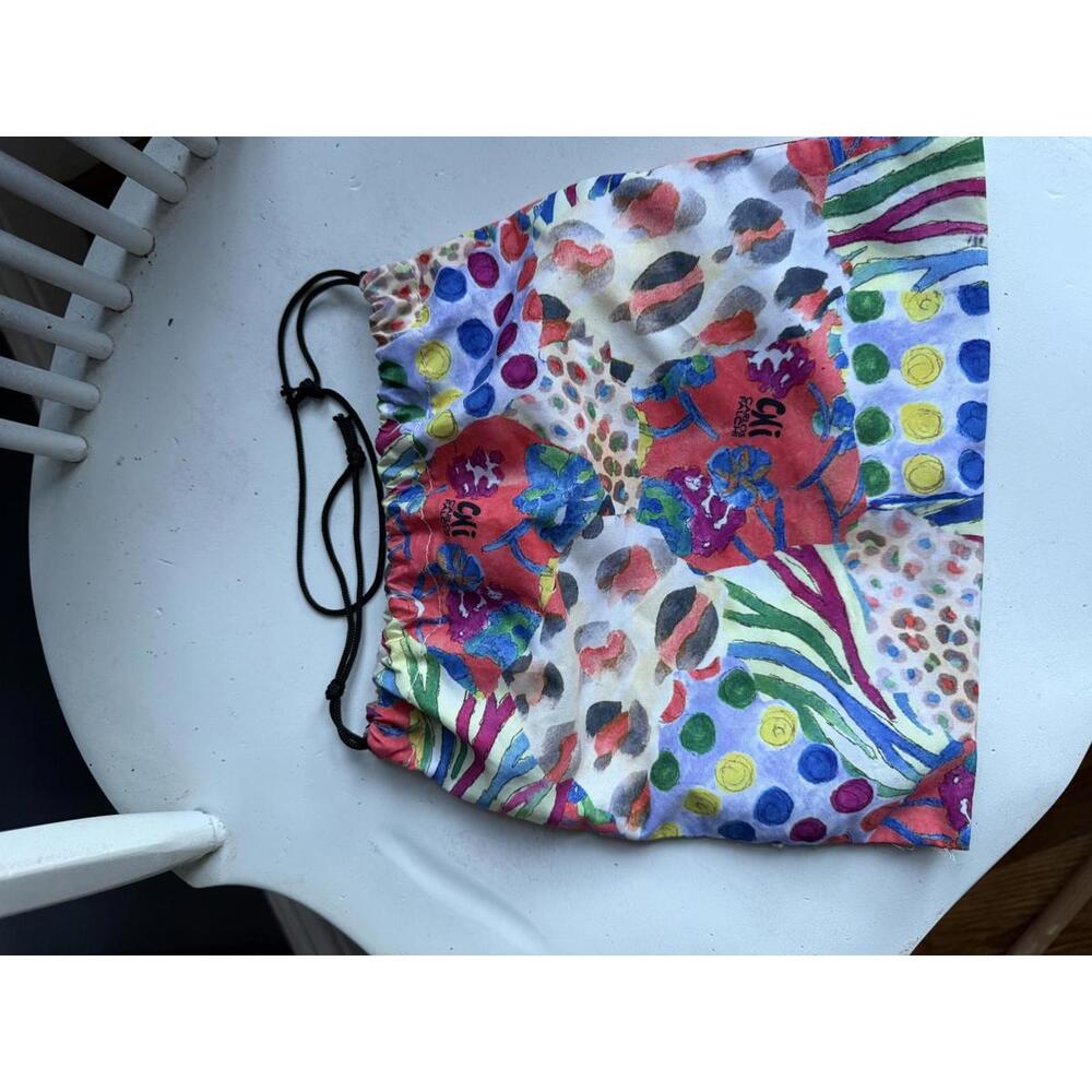 Carlos Falchi Colorful Drawstring Bag with Multicolor Pattern - Picture 2 of 5